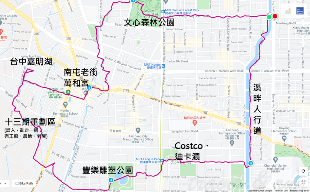 台中市區路跑路徑圖